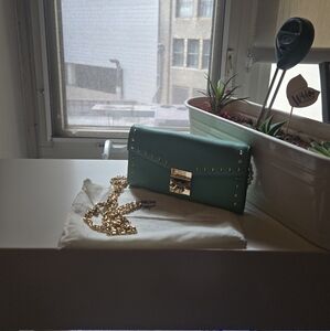 Green Studded Chain Shoulder Bag